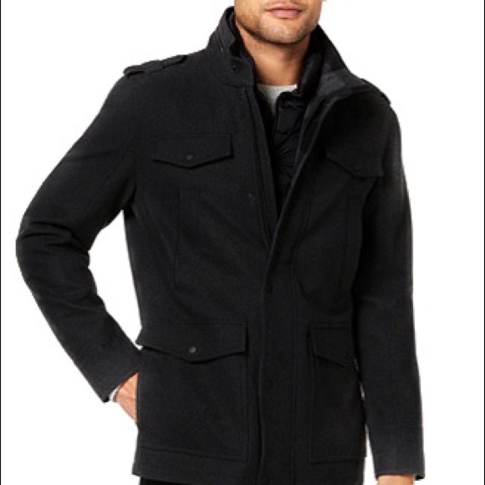 Men’s Black Peacoat - Large